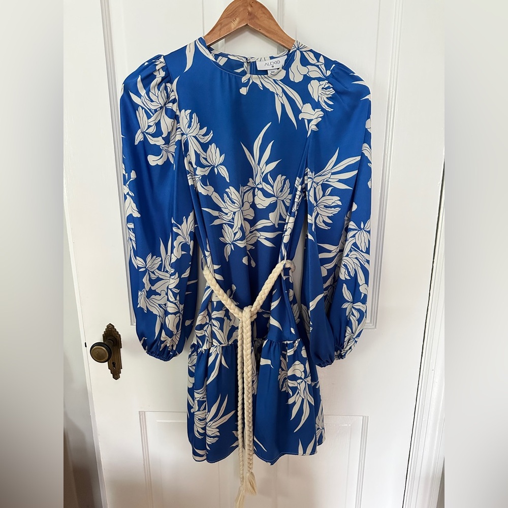 Alexis x Target Blue Floral Rope Belt Tiered Mini Dress Exclusive